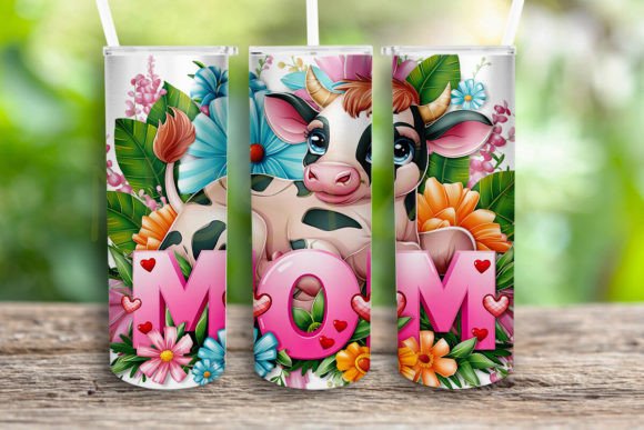 Mom Cow Mothers Day Tumbler Wrap Png Graphics and Crafts