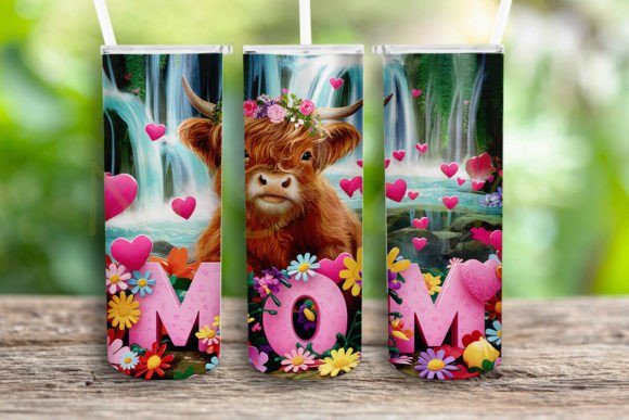 Mom Highland Cow Tumbler Wrap Png Graphics and Crafts Review